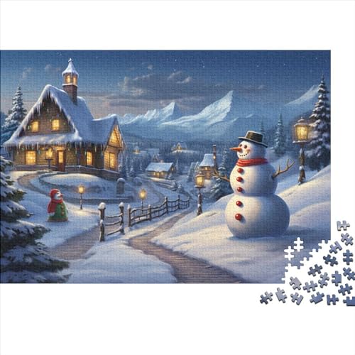 Dorf 1000 Teile Holz Winterthemen Puzzle Für Erwachsene - Hausdekoration, Intellektuelles Spiel, Stressabbau, Bildungswert, Premium & Langlebig (1000pcs (75x50cm)) von WZXYMXDP