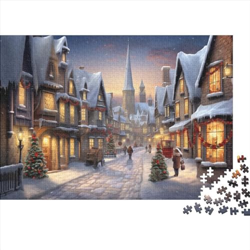 Dorf 1000 Teile Holz Winterthemen Puzzle Für Erwachsene - Hausdekoration, Intellektuelles Spiel, Stressabbau, Bildungswert, Premium & Langlebig (1000pcs (75x50cm)) von WZXYMXDP