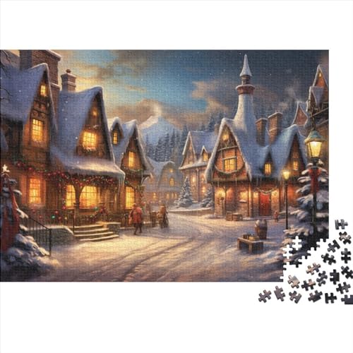 Dorf 1000 Teile Winterthemen Holzpuzzle Für Jugendliche & Erwachsene - Entspannendes Denkspiel, Hausdekoration & Herausfordernder Spaß (1000pcs (75x50cm)) von WZXYMXDP