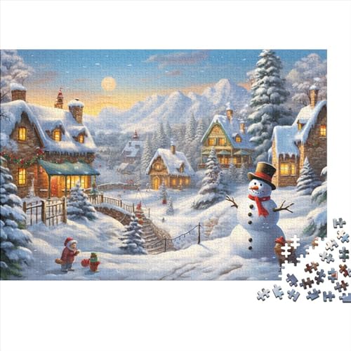 Dorf 1000 Teile Winterthemen Holzpuzzle Für Jugendliche & Erwachsene - Entspannendes Denkspiel, Hausdekoration & Herausfordernder Spaß (1000pcs (75x50cm)) von WZXYMXDP