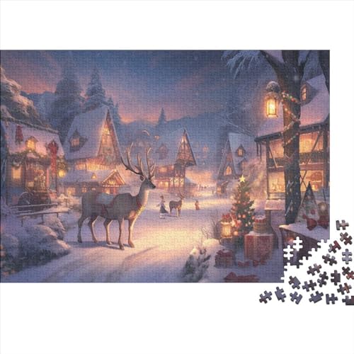 Dorf 1000 Teile Winterthemen Holzpuzzle - Gehirnspiel, Bildungswolle Freude & Entspannende Hausdekoration (Gruppenaktivität, Ab 12 Jahren) von WZXYMXDP