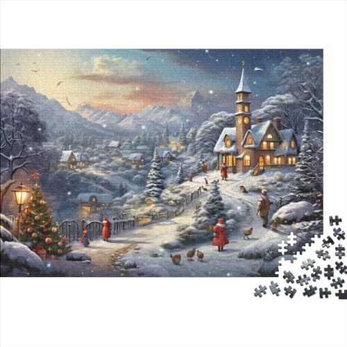 Dorf 1000 Teile Winterthemen Holzpuzzle - Gehirnspiel, Bildungswolle Freude & Entspannende Hausdekoration (Gruppenaktivität, Ab 12 Jahren) von WZXYMXDP