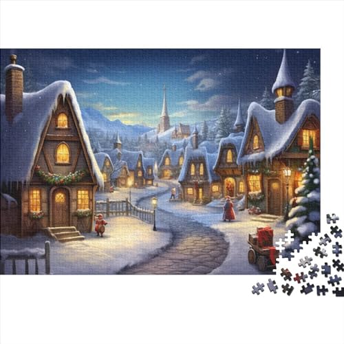 Dorf 1000 Teile Winterthemen Holzpuzzle - Spannendes Gehirnspiel & Entspannende Hausdekoration (Ab 12 Jahren) von WZXYMXDP