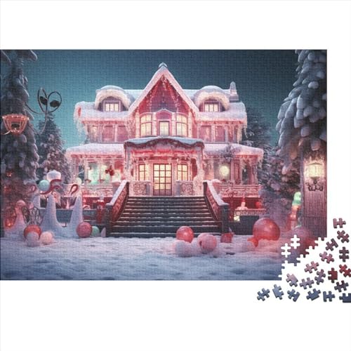 Dorf 1000 Teile Winterthemen Puzzle Für Erwachsene - Dekoration, Intellektuelles Spiel, Stressabbau, Bildungspiel, Entspannung Und Intelligenz (1000pcs (75x50cm)) von WZXYMXDP