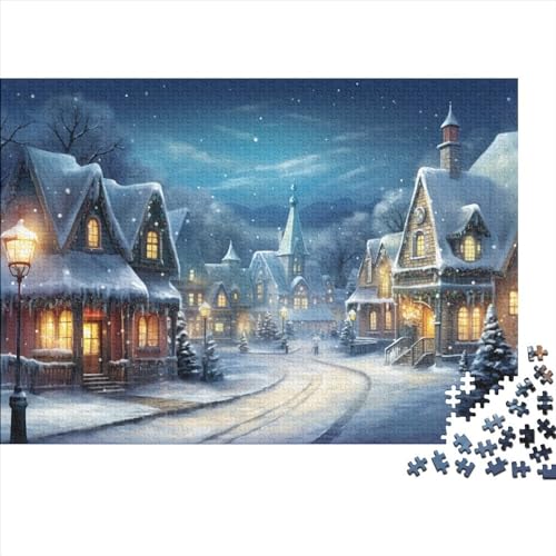 Dorf 1000 Teile Winterthemen Puzzles Für Erwachsene - Intellektuelles Spiel, Stressabbau, Hausdekoration, Bildungspiel, Herausforderung (1000pcs (75x50cm)) von WZXYMXDP