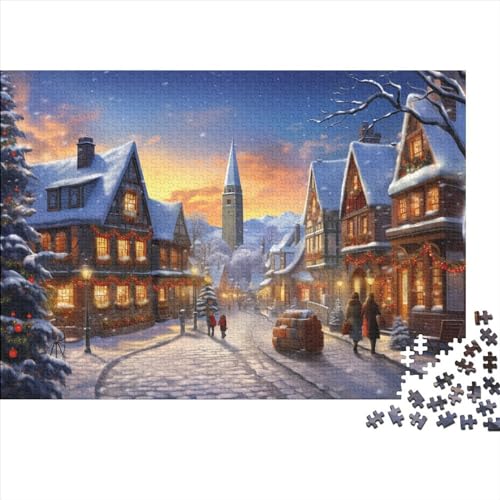 Dorf 1000 Teile Winterthemen Puzzles Für Erwachsene - Stressabbau, Intellektuelles Spiel, Bildungspiel, Hausdekoration, Premium & Langlebig (1000pcs (75x50cm)) von WZXYMXDP