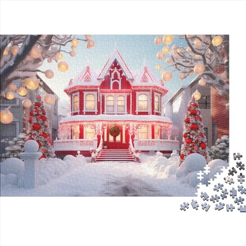 Dorf Holzpuzzle - 1000 Teile Winterthemen Hausdekoration Kunst, Gehirnspiel & Mentale Stimulation (Entspannendes Hobby, Ab 12 Jahren) von WZXYMXDP