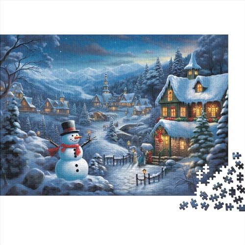 Dorf Holzpuzzle Für Erwachsene - 1000 Teile Winterthemen Hausdekoration, Intellektuelles Spiel, Stressabbau, Bildungswert, Herausforderung von WZXYMXDP