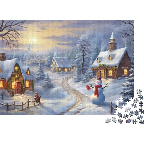 Dorf Holzpuzzles Für Erwachsene - 1000 Teile Winterthemen Intellektuelles Spiel, Stressabbau, Bildungswert, Hausdekoration, Premium & Langlebig (1000pcs (75x50cm)) von WZXYMXDP