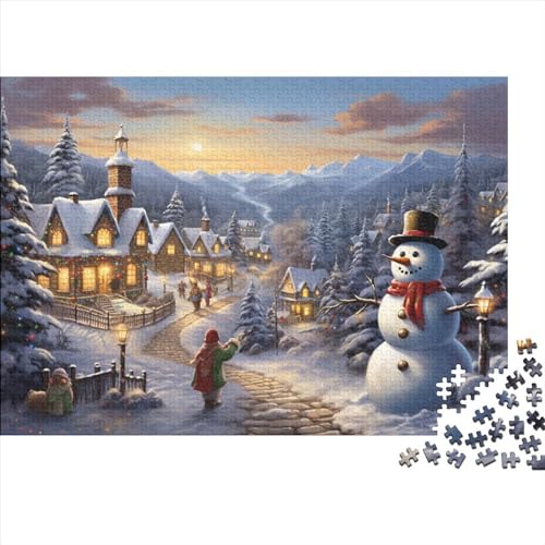 Dorf Holzpuzzles Für Erwachsene - 1000 Teile Winterthemen Intellektuelles Spiel, Stressabbau, Bildungswert, Hausdekoration, Premium & Langlebig (1000pcs (75x50cm)) von WZXYMXDP
