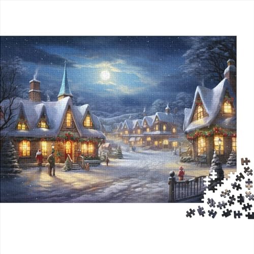 Dorf Puzzle - 1000 Teile Winterthemen Gehirnspiel, Entspannende Herausforderung & Hausdekoration Kunst (Ab 12 Jahren) von WZXYMXDP