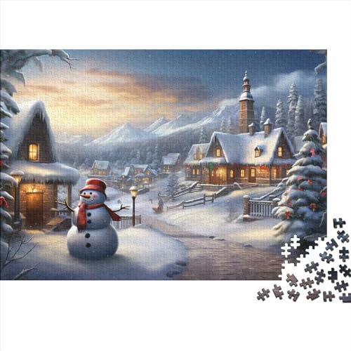 Dorf Puzzle - 1000 Teile Winterthemen Hausdekoration Kunst, Bildungswertes Denkspiel & Herausforderung (1000pcs (75x50cm)) von WZXYMXDP