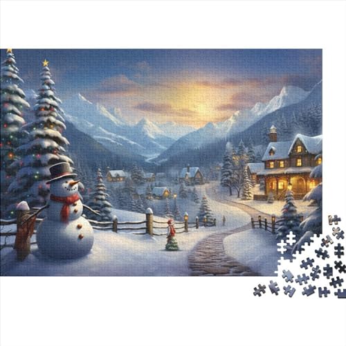 Dorf Puzzle - 1000 Teile Winterthemen Hausdekoration Kunst, Bildungswertes Denkspiel & Herausforderung (1000pcs (75x50cm)) von WZXYMXDP