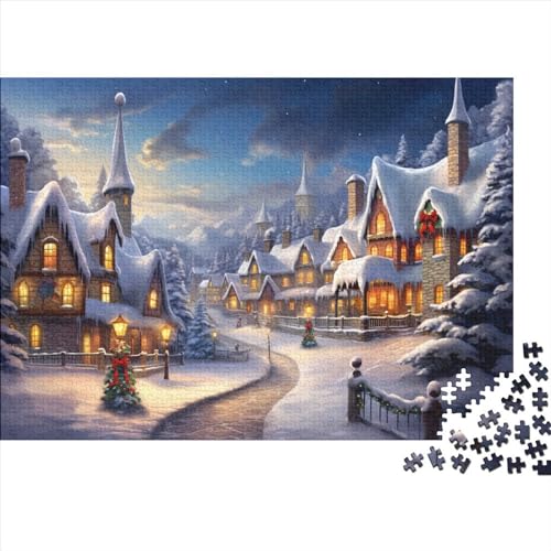 Dorf Puzzles Für Erwachsene - 1000 Teile Winterthemen Hausdekoration, Bildungspiel, Intellektuelles Spiel, Stressabbau, Herausforderung (1000pcs (75x50cm)) von WZXYMXDP