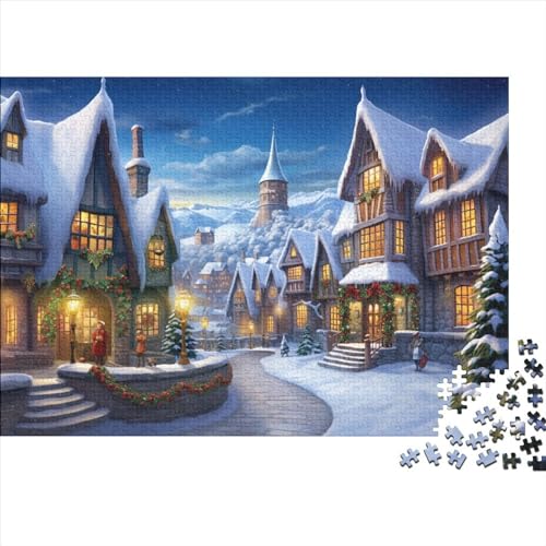 Dorf Puzzles Für Erwachsene - 1000 Teile Winterthemen Intellektuelles Spiel, Bildungspiel, Hausdekoration, Stressabbau, Herausforderung (1000pcs (75x50cm)) von WZXYMXDP