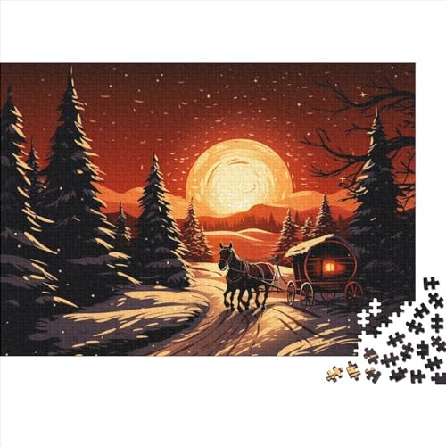 Schnee und Mond 1000 Teile Holz Winterthemen Puzzle Für Erwachsene - Hausdekoration, Intellektuelles Spiel, Stressabbau, Bildungswert, Premium & Langlebig (1000pcs (75x50cm)) von WZXYMXDP