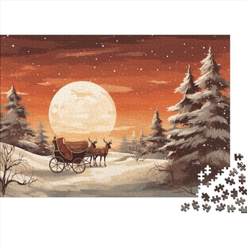Schnee und Mond 1000 Teile Winterthemen Holzpuzzle - Gehirnspiel, Bildungswolle Freude & Entspannende Hausdekoration (Gruppenaktivität, Ab 12 Jahren) von WZXYMXDP