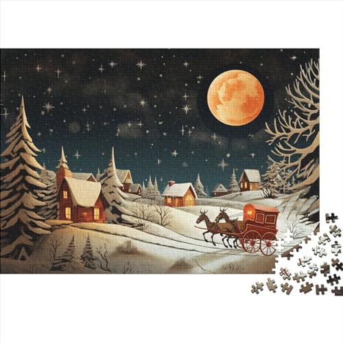 Schnee und Mond 1000 Teile Winterthemen Holzpuzzle - Gehirnspiel, Hausdekoration, Entspannung & Bildungswolle Freude (Familienpuzzle) von WZXYMXDP