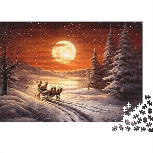 Schnee und Mond 1000 Teile Winterthemen Holzpuzzle - Spannendes Gehirnspiel & Entspannende Hausdekoration (Ab 12 Jahren) von WZXYMXDP