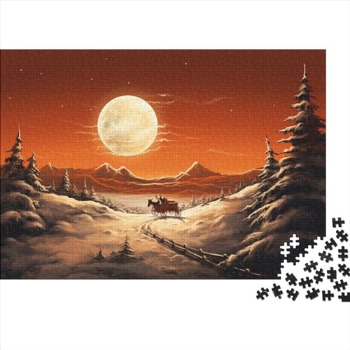 Schnee und Mond 1000 Teile Winterthemen Puzzle - Gehirnspiel, Hausdekoration & Entspannende Bildungswolle Freude (Gruppenherausforderung) von WZXYMXDP