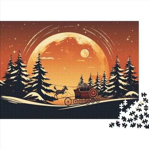 Schnee und Mond 1000 Teile Winterthemen Puzzles Für Erwachsene - Spaßiges Intellektuelles Spiel, Stressabbau, Bildungswert, Hausdekoration, Premium & Langlebig (1000pcs (75x50cm)) von WZXYMXDP