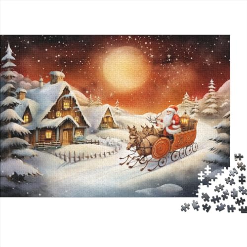 Schnee und Mond Puzzle - 1000 Teile Winterthemen Hausdekoration Kunst, Bildungswertes Denkspiel & Herausforderung (1000pcs (75x50cm)) von WZXYMXDP