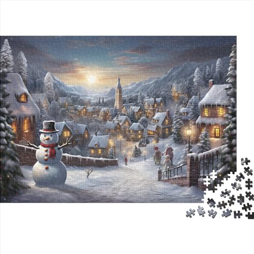 Schnee und Mond Puzzle Für Erwachsene - 1000 Teile Winterthemen Denkspiel, Entspannende Aktivität & Premium Hausdekoration (1000pcs (75x50cm)) von WZXYMXDP