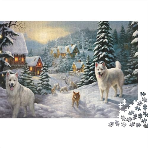Schnee und Mond Puzzle Für Jedermann - 1000 Teile Winterthemen Hausdekoration, Entspannendes Denkspiel & Hohe Qualität (1000pcs (75x50cm)) von WZXYMXDP