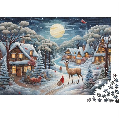 Schneelandschaft 1000 Teile Holz Winterthemen Puzzle Für Erwachsene - Hausdekoration, Intellektuelles Spiel, Stressabbau, Bildungswert, Premium & Langlebig (1000pcs (75x50cm)) von WZXYMXDP