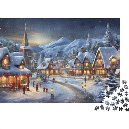 Schneelandschaft 1000 Teile Holz Winterthemen Puzzle Für Erwachsene - Hausdekoration, Intellektuelles Spiel, Stressabbau, Bildungswert, Premium & Langlebig (1000pcs (75x50cm)) von WZXYMXDP