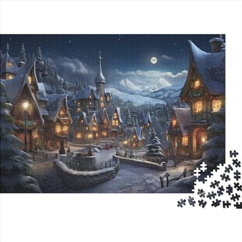 Schneelandschaft 1000 Teile Holz Winterthemen Puzzle Für Erwachsene - Hausdekoration, Intellektuelles Spiel, Stressabbau, Bildungswert, Premium & Langlebig (1000pcs (75x50cm)) von WZXYMXDP