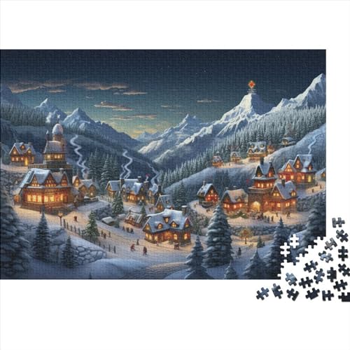 Schneelandschaft 1000 Teile Winterthemen Puzzle - Entspannende Gruppenaktivität, Hausdekoration Kunst & Gehirnspiel (Familienpuzzle) von WZXYMXDP