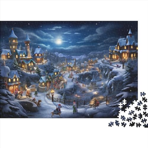Schneelandschaft 1000 Teile Winterthemen Puzzles Für Erwachsene - Bildungspiel, Hausdekoration, Stressabbau, Intellektuelles Spiel, Herausforderung (1000pcs (75x50cm)) von WZXYMXDP
