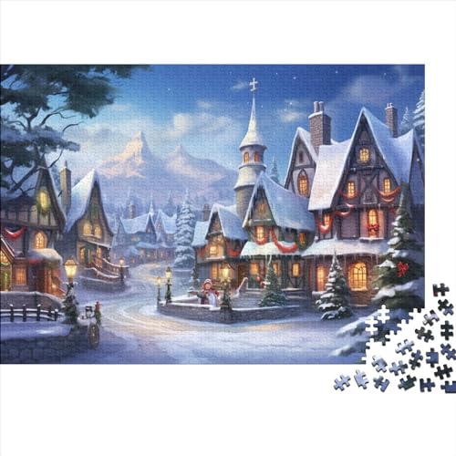 Schneelandschaft 1000 Teile Winterthemen Puzzles Für Erwachsene - Intellektuelles Spiel, Stressabbau, Hausdekoration, Bildungspiel, Herausforderung (1000pcs (75x50cm)) von WZXYMXDP