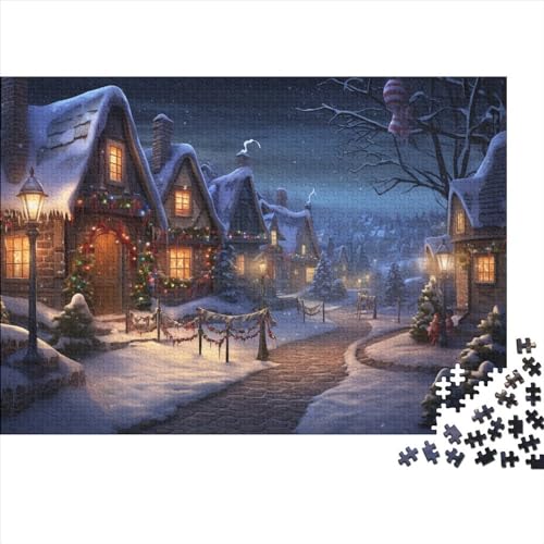 Schneelandschaft Holzpuzzle - 1000 Teile Winterthemen Hausdekoration Kunst, Gehirnspiel & Mentale Stimulation (Entspannendes Hobby, Ab 12 Jahren) von WZXYMXDP
