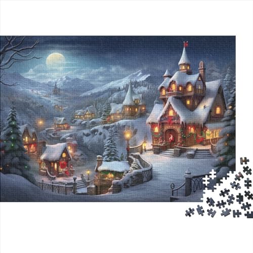 Schneelandschaft Puzzle Für Familienaktivitäten - 1000 Teile Winterthemen Hausdekoration Kunst, Bildungswertes Denkspiel & Entspannender Spaß (1000pcs (75x50cm)) von WZXYMXDP