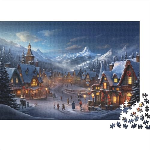 Schneelandschaft Puzzles Für Erwachsene - 1000 Teile Winterthemen Bildungspiel, Hausdekoration, Intellektuelles Spiel, Stressabbau, Herausforderung (1000pcs (75x50cm)) von WZXYMXDP