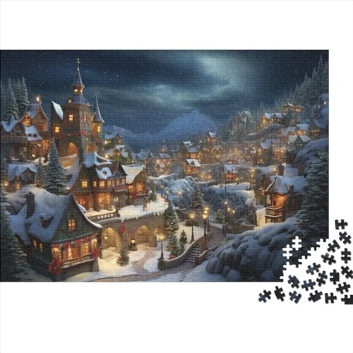 Schneelandschaft Puzzles Für Erwachsene - 1000 Teile Winterthemen Hausdekoration, Stressabbau, Bildungspiel, Intellektuelles Spiel, Premium & Langlebig (1000pcs (75x50cm)) von WZXYMXDP