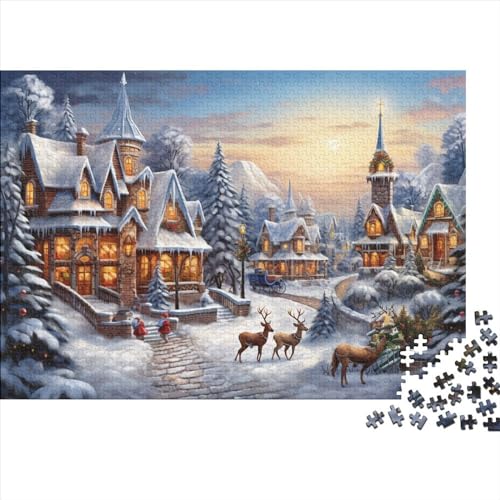 Schneelandschaft Puzzles Für Erwachsene - 1000 Teile Winterthemen Hausdekoration, Stressabbau, Intellektuelles Spiel, Bildungspiel, Herausforderung (1000pcs (75x50cm)) von WZXYMXDP