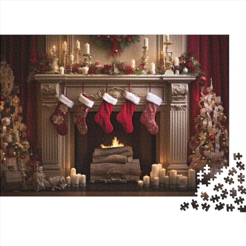 Weihnachten 1000 Teile Holz Weihnachtsthema Puzzle Für Erwachsene - Hausdekoration, Intellektuelles Spiel, Stressabbau, Bildungswert, Premium & Langlebig (1000pcs (75x50cm)) von WZXYMXDP