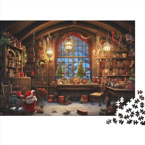 Weihnachten 1000 Teile Weihnachtsthema Holzpuzzle - Gehirnspiel, Hausdekoration, Entspannung & Bildungswolle Freude (Familienpuzzle) von WZXYMXDP