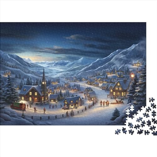 Weihnachten 1000 Teile Winterthemen Puzzle - Entspannende Gruppenaktivität, Hausdekoration Kunst & Gehirnspiel (Familienpuzzle) von WZXYMXDP