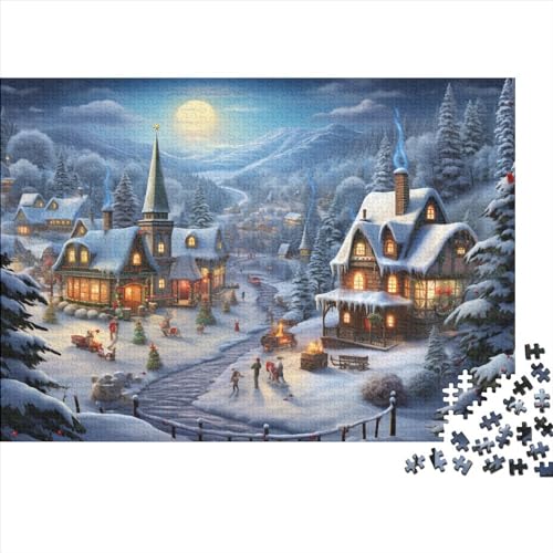 Weihnachten 1000 Teile Winterthemen Puzzles Für Erwachsene - Intellektuelles Spiel, Stressabbau, Bildungspiel, Dekoration, Herausforderung (1000pcs (75x50cm)) von WZXYMXDP