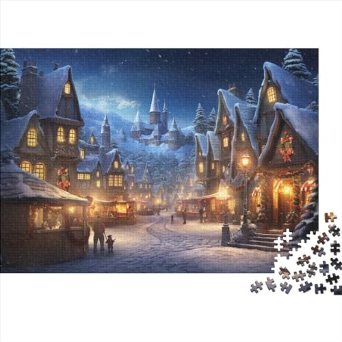 Weihnachten Holzpuzzle - 1000 Teile Weihnachtsthema Hausdekoration Kunst, Gehirnspiel & Mentale Stimulation (Entspannendes Hobby, Ab 12 Jahren) von WZXYMXDP