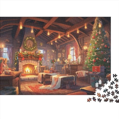 Weihnachten Party 1000 Teile Weihnachtsthema Puzzle Für Erwachsene - Entspannende Herausforderung, Bildungswertes Denkspiel, Hausdekoration (1000pcs (75x50cm)) von WZXYMXDP