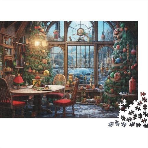 Weihnachten Puzzles Für Erwachsene - 1000 Teile Weihnachtsthema Hausdekoration, Stressabbau, Bildungspiel, Intellektuelles Spiel, Premium & Langlebig (1000pcs (75x50cm)) von WZXYMXDP