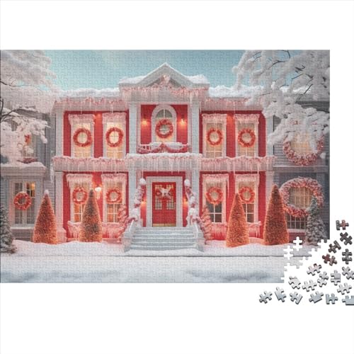 Weihnachtstag 1000 Teile Holz Weihnachtsthema Puzzle Für Erwachsene - Hausdekoration, Intellektuelles Spiel, Stressabbau, Bildungswert, Premium & Langlebig (1000pcs (75x50cm)) von WZXYMXDP