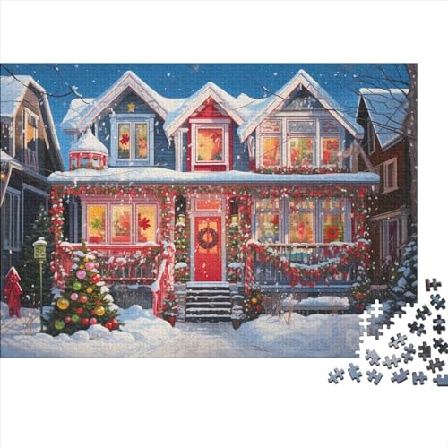 Weihnachtstag 1000 Teile Weihnachtsthema Holzpuzzle Für Jugendliche & Erwachsene - Entspannendes Denkspiel, Hausdekoration & Herausfordernder Spaß (1000pcs (75x50cm)) von WZXYMXDP