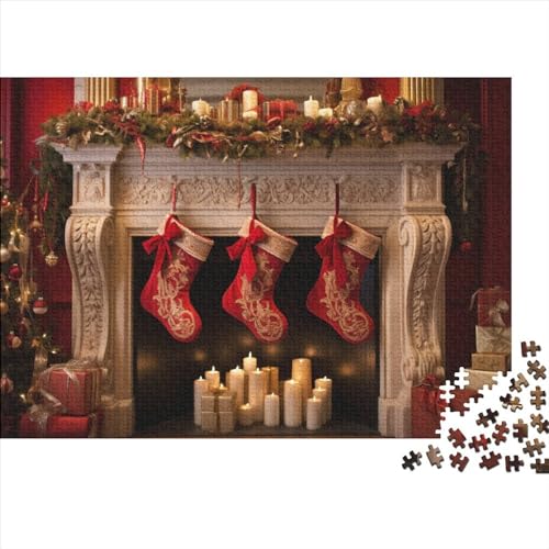 Weihnachtsthema 1000 Teile Holz Socken Puzzle Für Erwachsene - Hausdekoration, Intellektuelles Spiel, Stressabbau, Bildungswert, Premium & Langlebig (1000pcs (75x50cm)) von WZXYMXDP