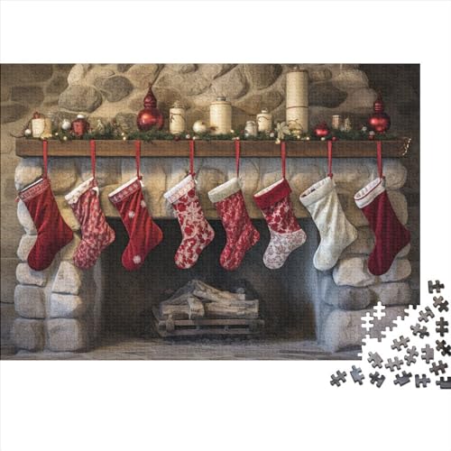 Weihnachtsthema 1000 Teile Socken Holzpuzzle Für Jugendliche & Erwachsene - Entspannendes Denkspiel, Hausdekoration & Herausfordernder Spaß (1000pcs (75x50cm)) von WZXYMXDP